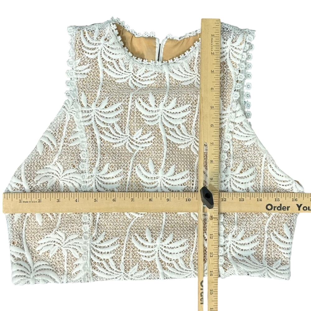 Pink Lemonade White Nude Palm Tree Pineappele Lace Crop Top Midi Skirt Set sz M - Picture 7 of 16